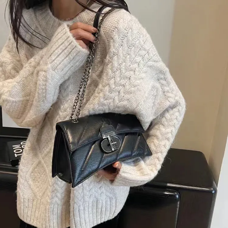 Carksky PU Shoulder Bag Crossbody Bag Hourglass Bag Regular Women's Black-5