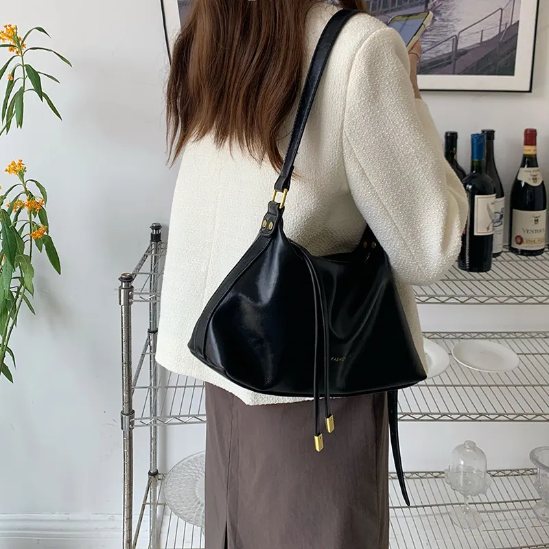 Carksky PU Shoulder Bag Crossbody Bag Women's Ecru/Black-7