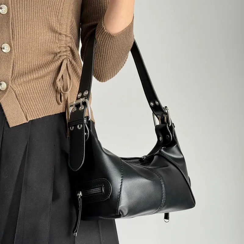 Carksky PU Shoulder Bag Regular Women's Black/Ecru-4