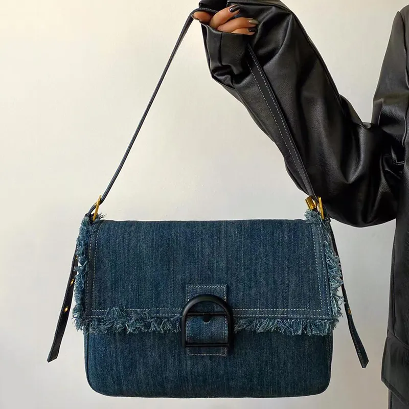 Carksky Denim Shoulder Bag Regular Women's Denim Blue-3
