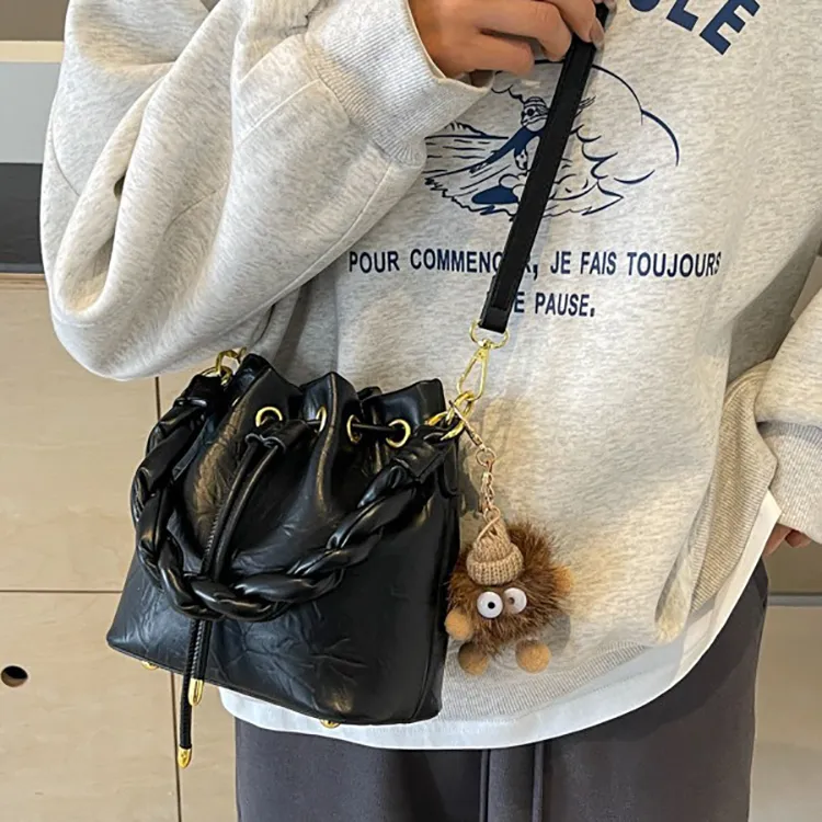 Carksky PU Bucket Bags Shoulder Bag Crossbody Bag Handbag Women's-5