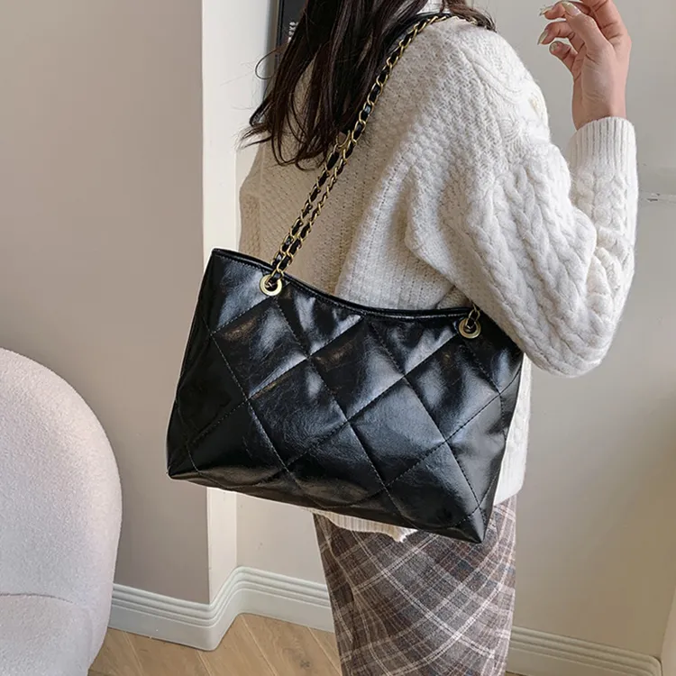 Carksky Genuine Leather Shoulder Bag Women's Black/White-1
