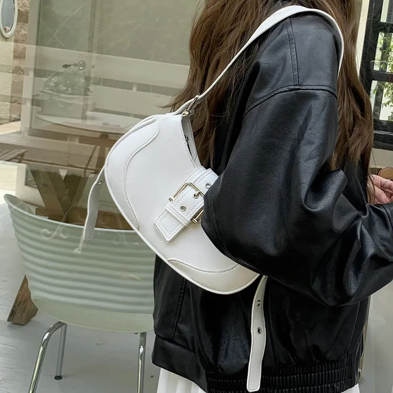 Carksky PU Crossbody Bag Shoulder Bag Women's Black/White-9