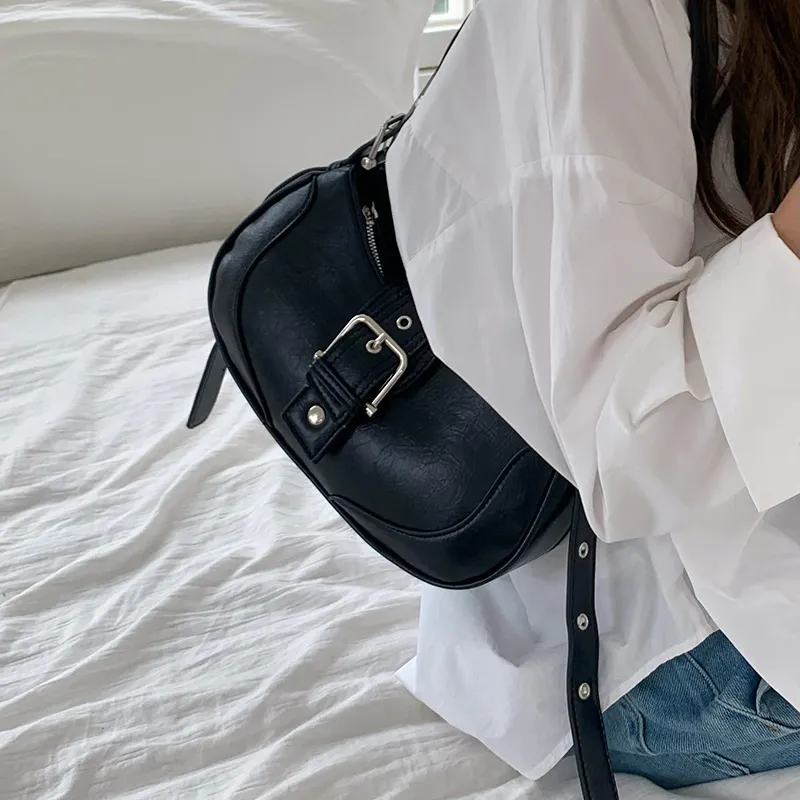 Carksky PU Crossbody Bag Shoulder Bag Women's Black/White-3
