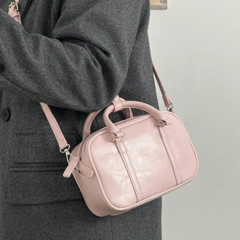 Carksky PU Crossbody Bags Handbags Medium Size Women's Black/Pink-3