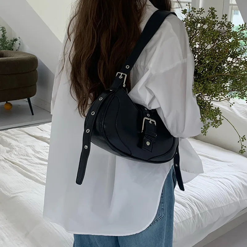 Carksky PU Crossbody Bag Shoulder Bag Women's Black/White-4