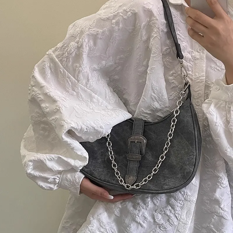 Carksky PU Shoulder Bag Regular Women's Black Gray Color-3