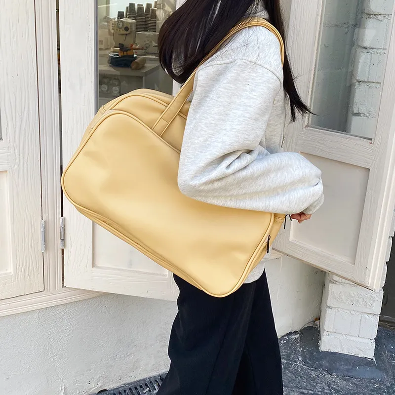 Carksky PU Shoulder Bag Women's Yellow/White/Black-3