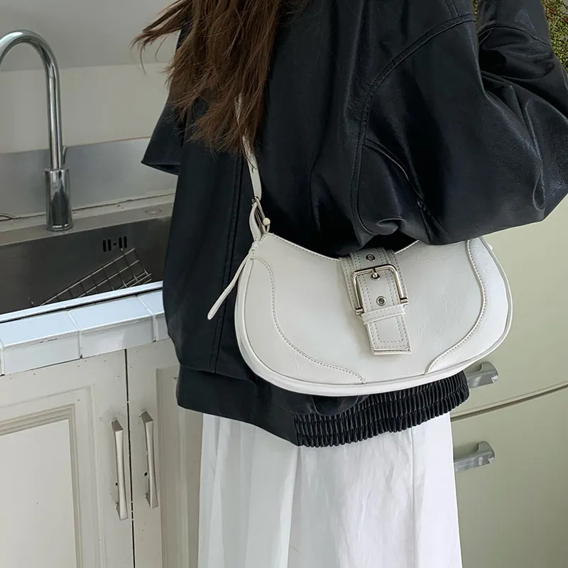 Carksky PU Crossbody Bag Shoulder Bag Women's Black/White-8