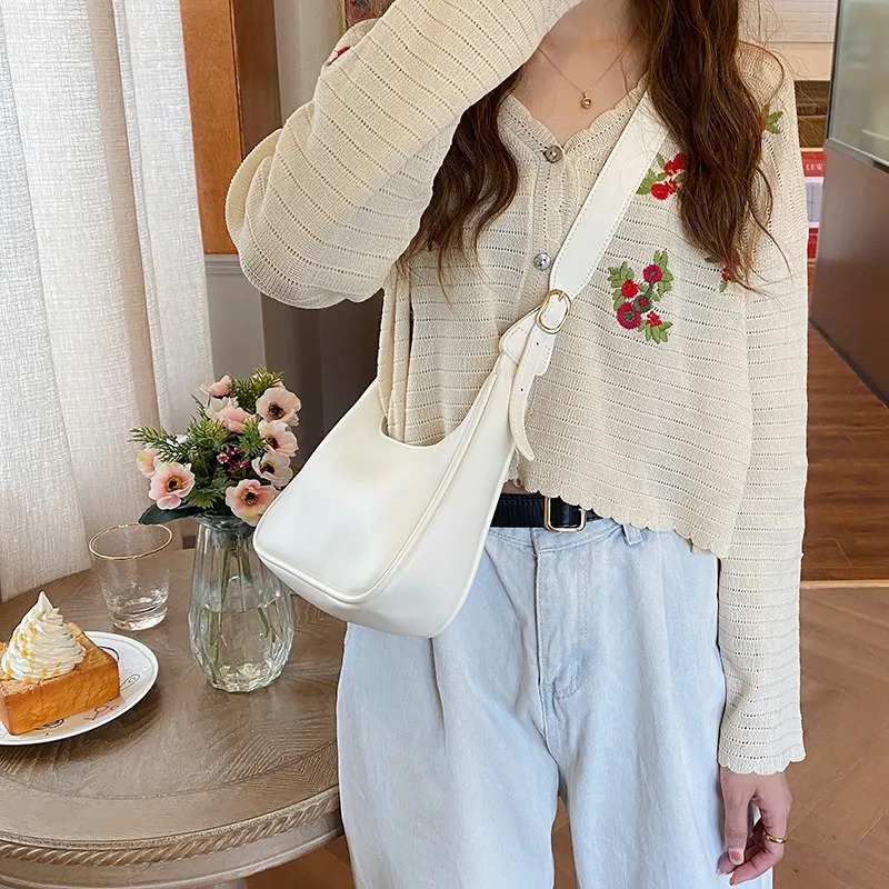 Carksky PU Shoulder Bag Crossbody Bag Women's White/Black-2