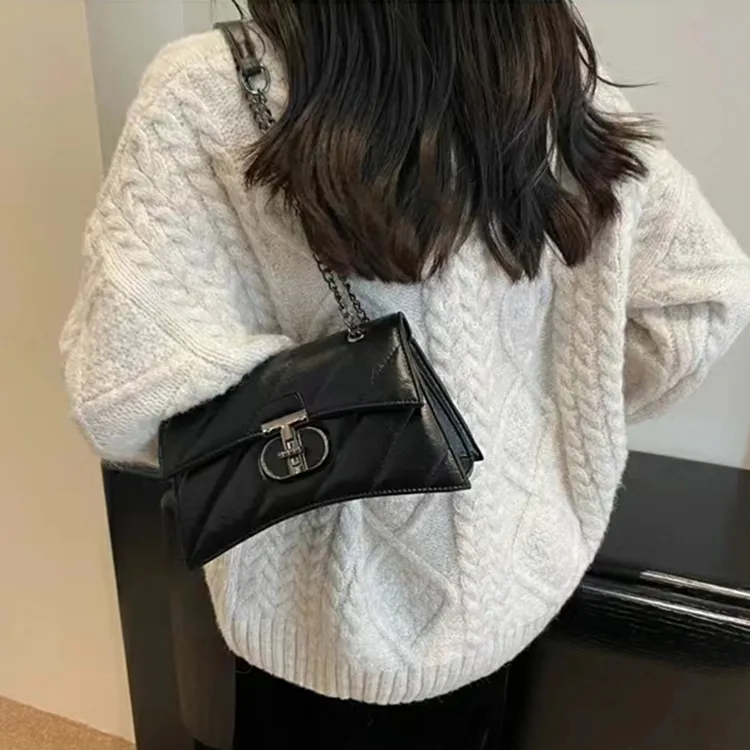 Carksky PU Shoulder Bag Crossbody Bag Hourglass Bag Regular Women's Black-6