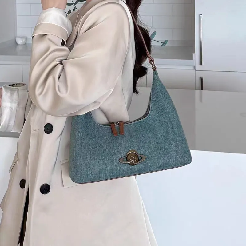 Carksky Denim Shoulder Bag Regular Women's Denim Blue-2