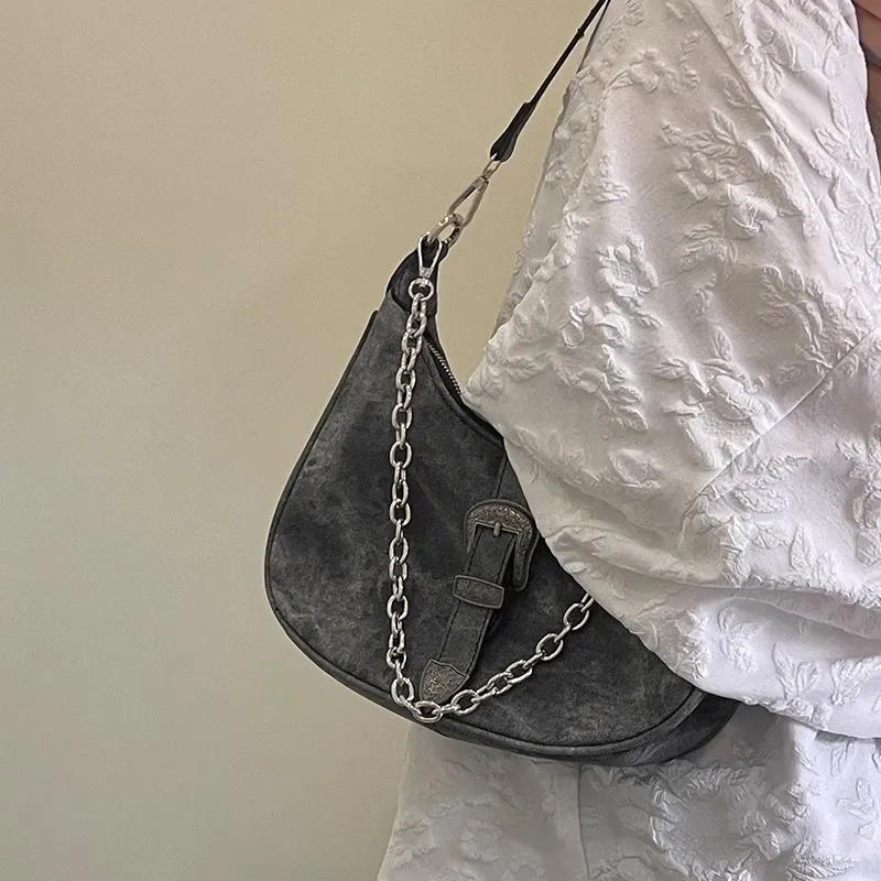 Carksky PU Shoulder Bag Regular Women's Black Gray Color-4