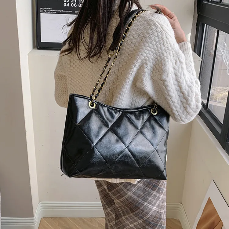 Carksky Genuine Leather Shoulder Bag Women's Black/White-3