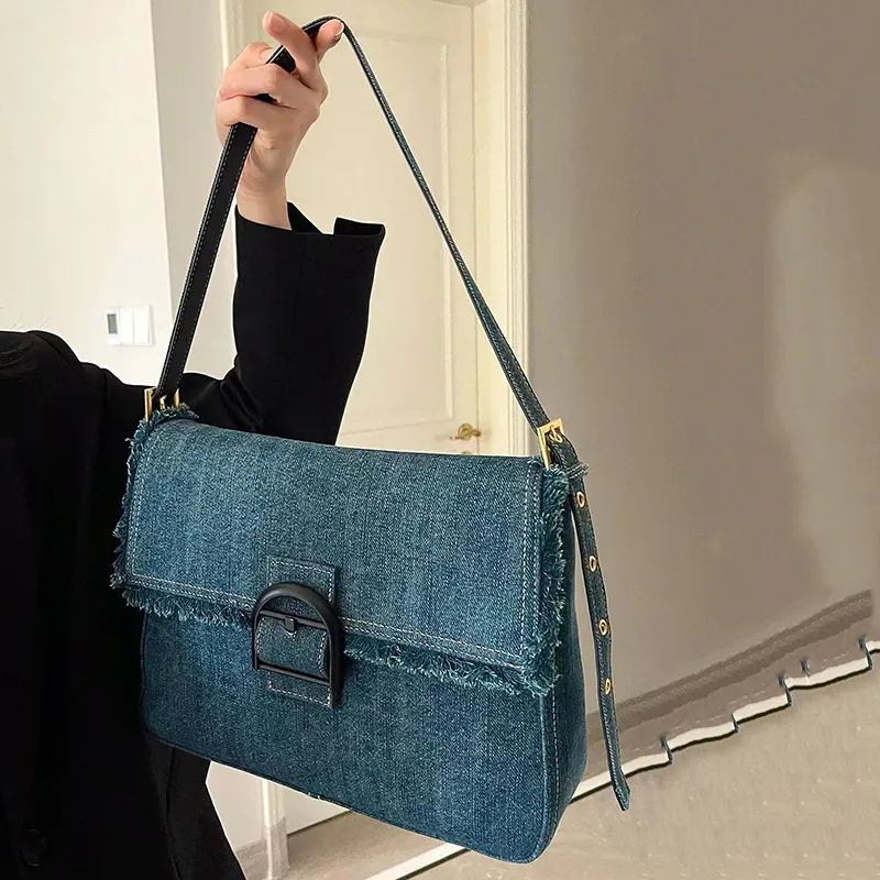 Carksky Denim Shoulder Bag Regular Women's Denim Blue-4