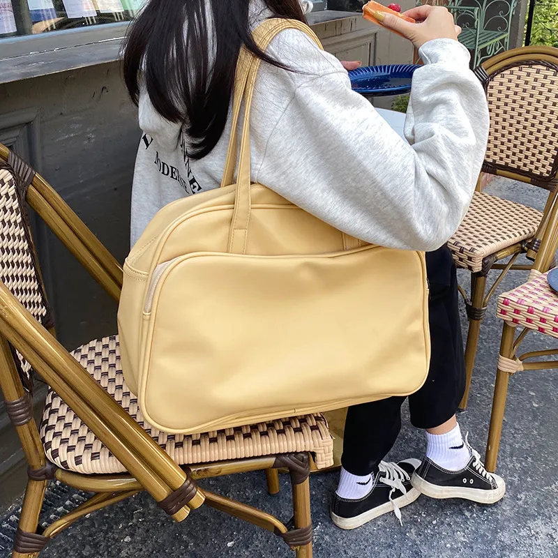 Carksky PU Shoulder Bag Women's Yellow/White/Black-8
