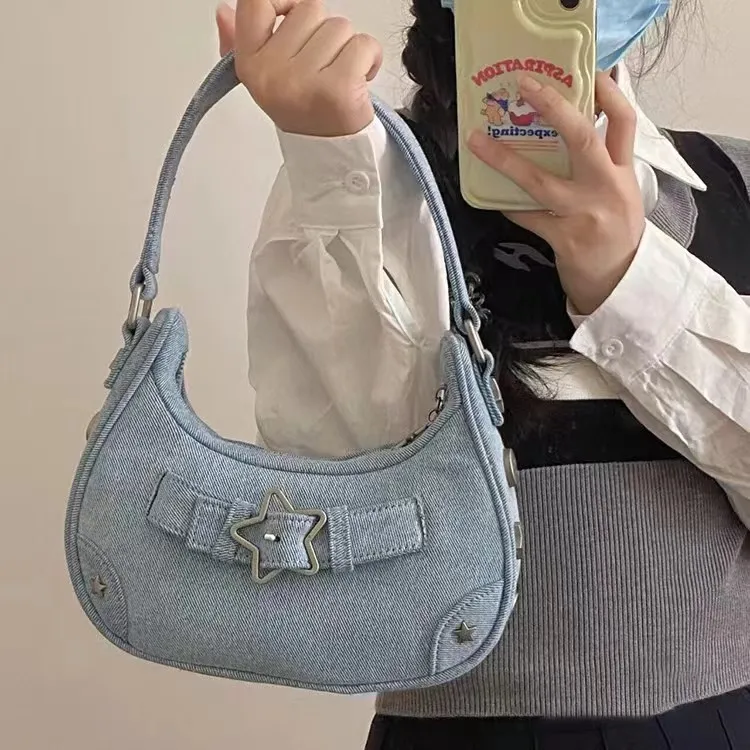 Carksky PU Shoulder Bag Regular Women's Blue/Black/White-8