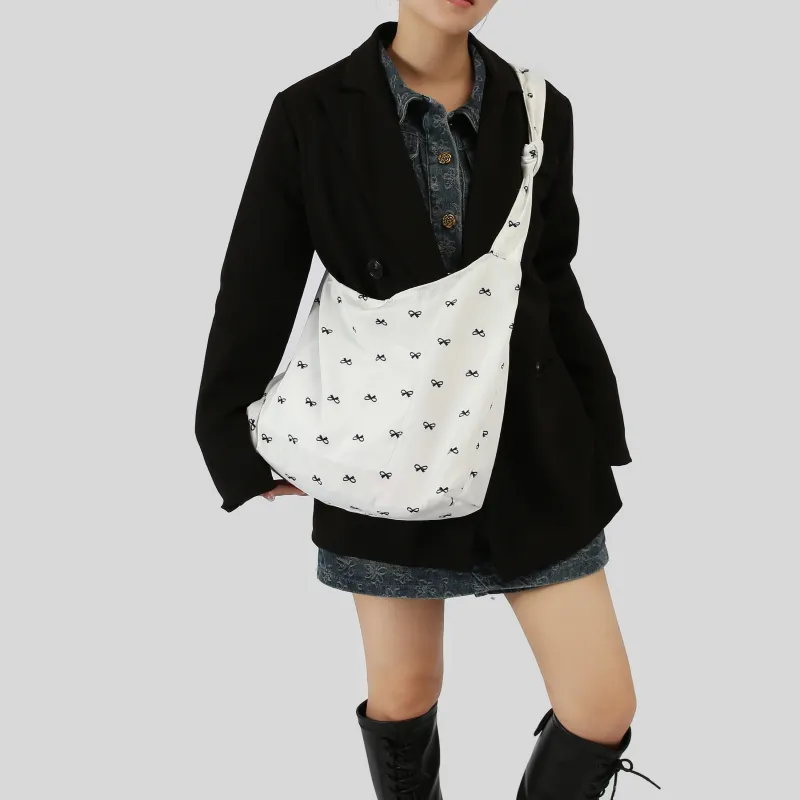 Carksky Canvas Canvas Bag Shoulder Bags Women's Black/White-7