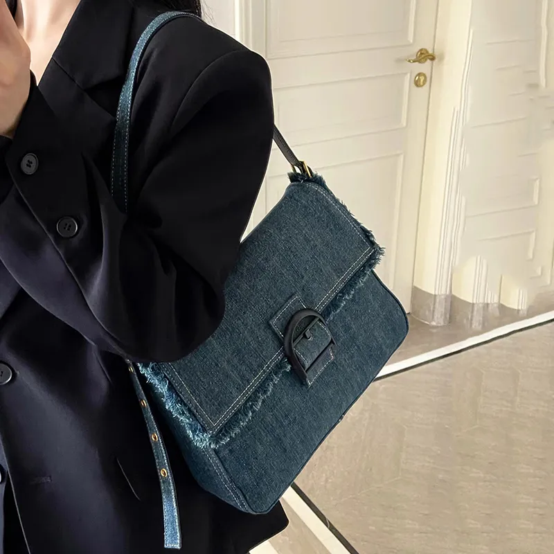 Carksky Denim Shoulder Bag Regular Women's Denim Blue-5