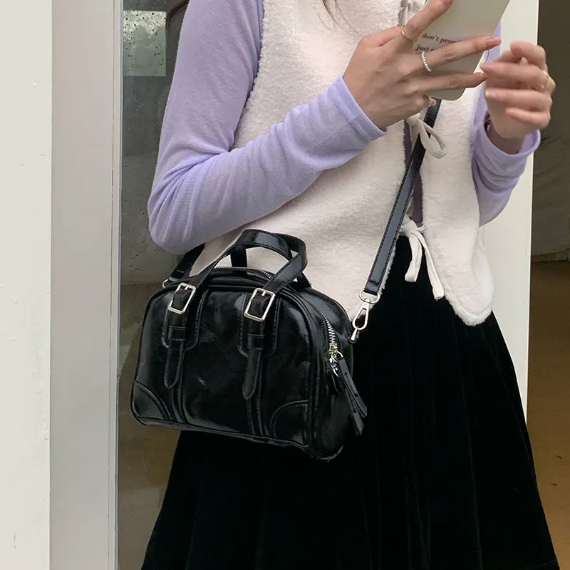 Carksky PU Portable Crossbody Bag Women's Black/Coffee/Silver-2