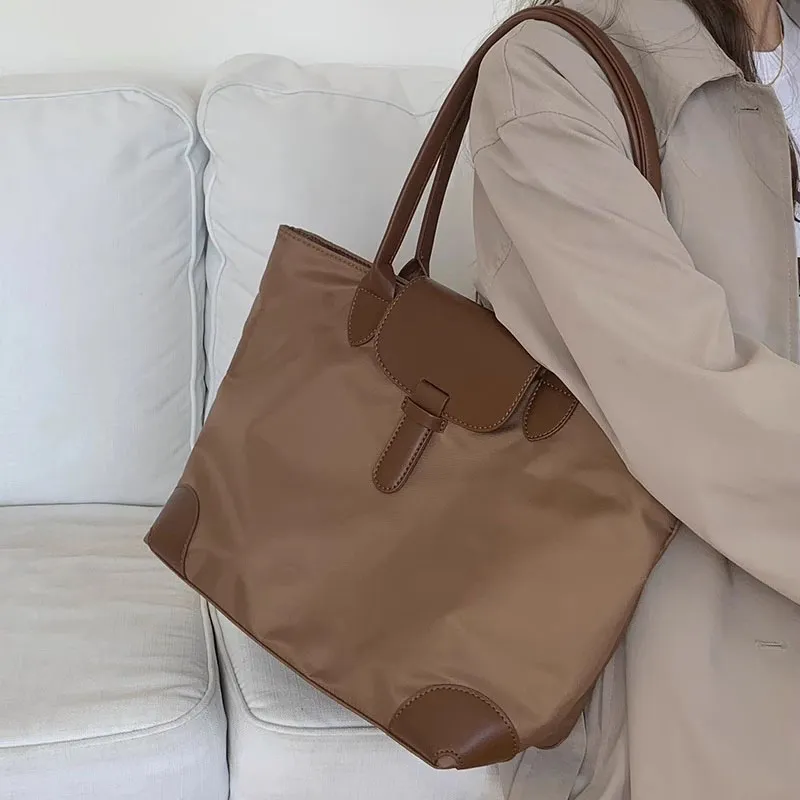 Carksky PU Patchwork Oxford Handbag Shoulder Bag Women's Black/Khaki/Dark Brown-6