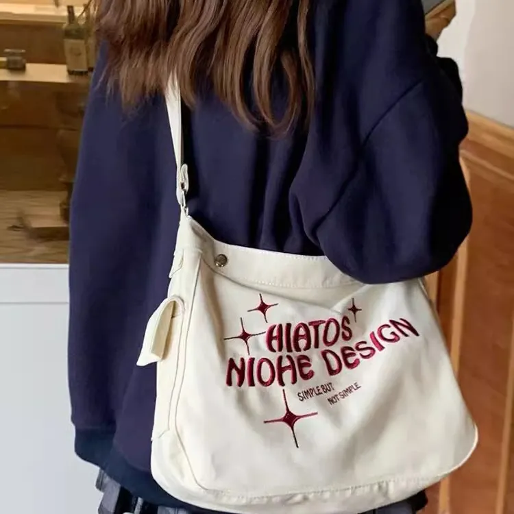 Carksky Canvas Canvas Bag Crossbody Bag Women's Ecru-3