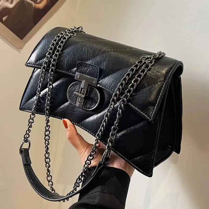 Carksky PU Shoulder Bag Crossbody Bag Hourglass Bag Regular Women's Black-7