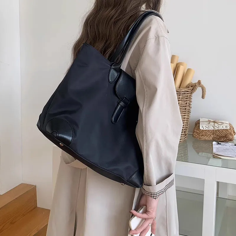 Carksky PU Patchwork Oxford Handbag Shoulder Bag Women's Black/Khaki/Dark Brown-2