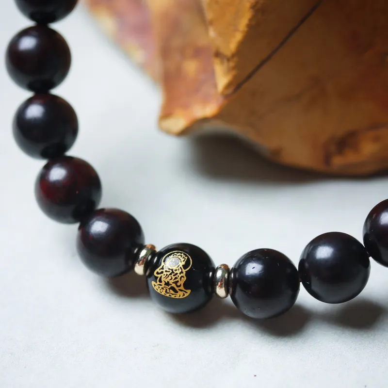 Tan Xin Pterocarpus Good Luck Beaded Bracelet Unisex-7