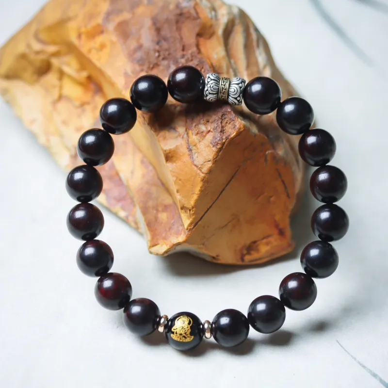 Tan Xin Pterocarpus Good Luck Beaded Bracelet Unisex-6
