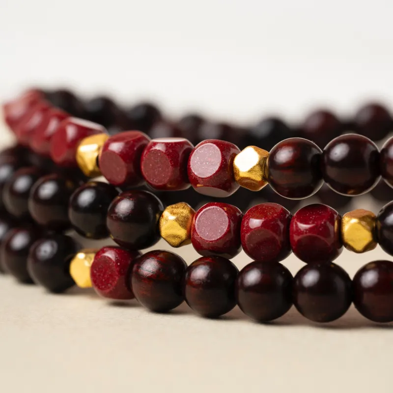 Tan Xin Pterocarpus Wooden Bracelets Women's-5