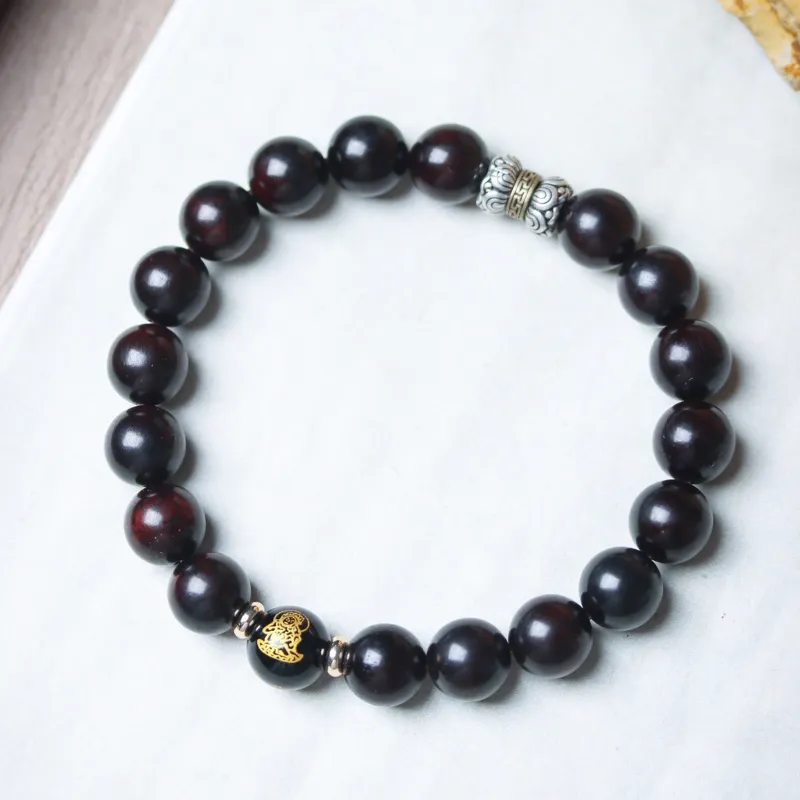 Tan Xin Pterocarpus Good Luck Beaded Bracelet Unisex-5