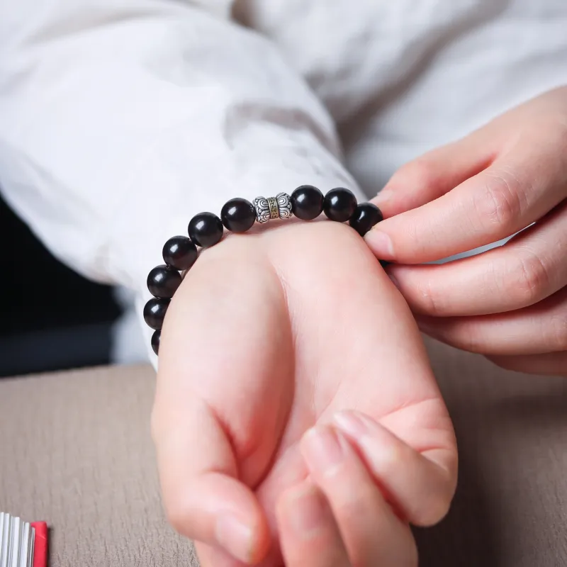 Tan Xin Pterocarpus Good Luck Beaded Bracelet Unisex-3