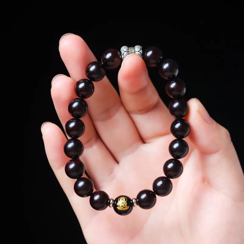 Tan Xin Pterocarpus Good Luck Beaded Bracelet Unisex-4