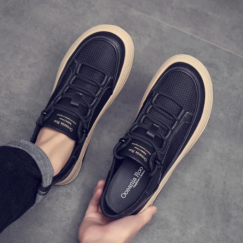OCEANIA ROO Australasian Kangaroo Non slip Lightweight Low Top Skateboard Shoes Men's Black-4
