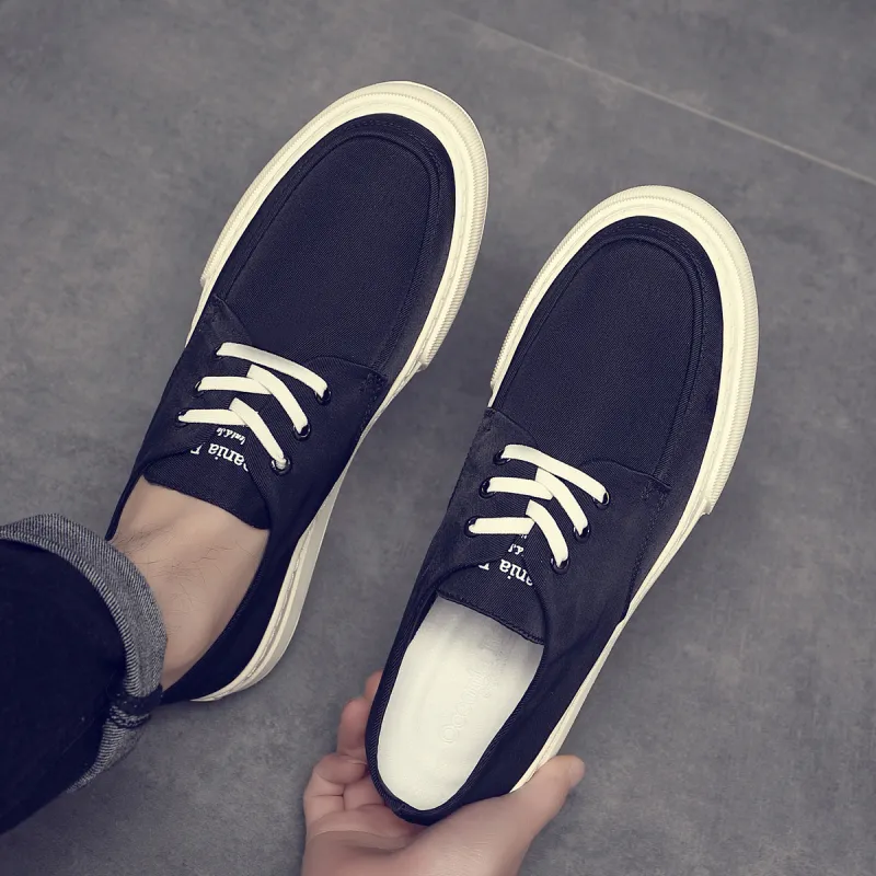 OCEANIA ROO Slip Resistant, Breathable, Lightweight Low Top Canvas Shoes Men's Black-6