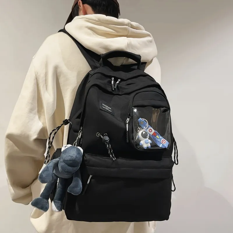 Baona Nylon Backpack Medium Size Unisex 1015 White/1015 Black/1016 White/1016 Black-16