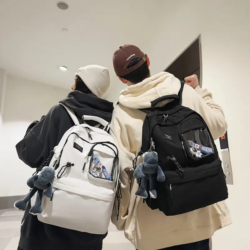 Baona Nylon Backpack Medium Size Unisex 1015 White/1015 Black/1016 White/1016 Black-9