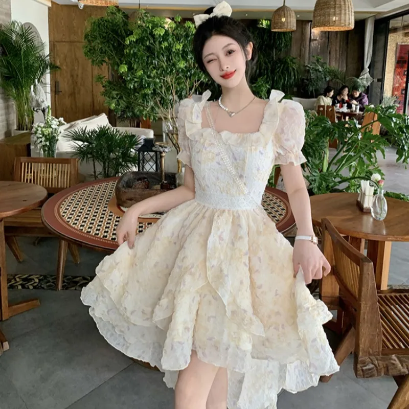 KUNZHUDAXIANG Short Sleeved Dress Women's Soft Apricot Collection-1