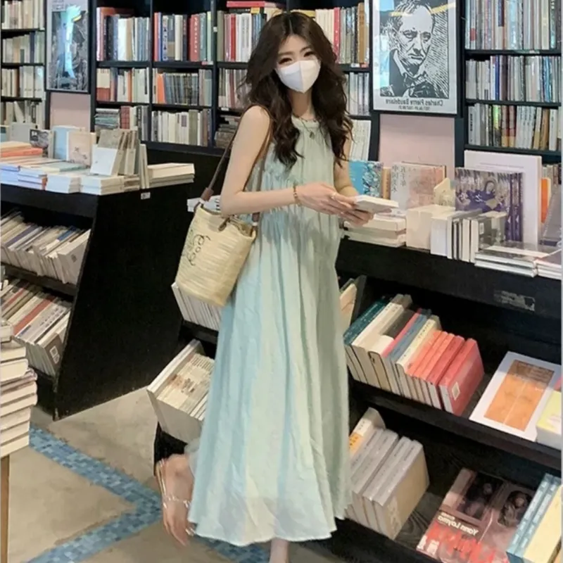 TASTILY Slip Dress Women's Blue Green-6