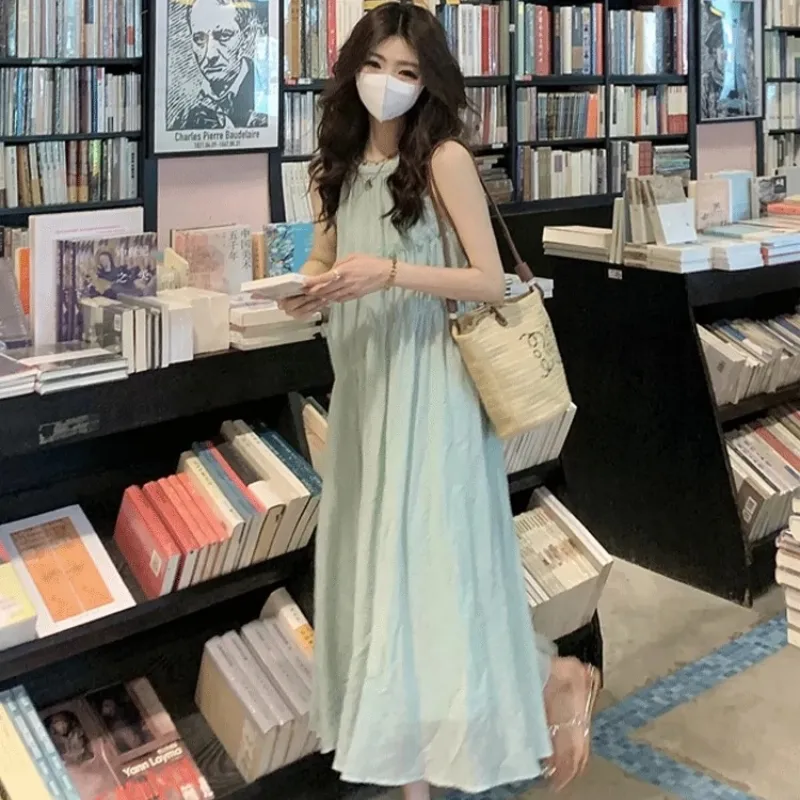 TASTILY Slip Dress Women's Blue Green-5
