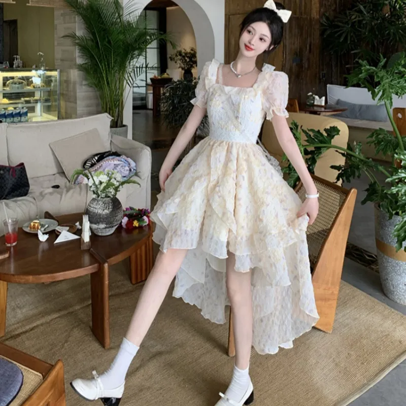 KUNZHUDAXIANG Short Sleeved Dress Women's Soft Apricot Collection-3