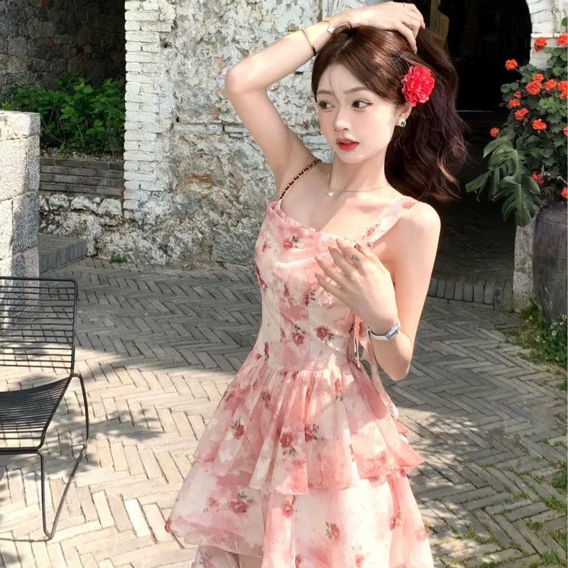 TASTILY Slip Dresses Women's Pink-4