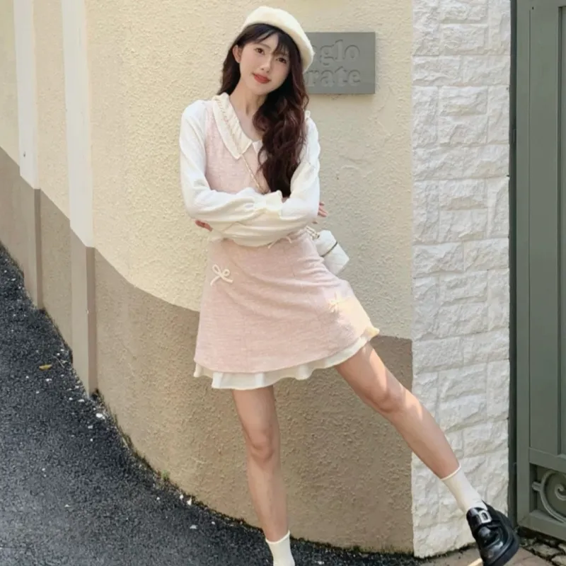 TASTILY Long Sleeved Dresses Women's Pink-4