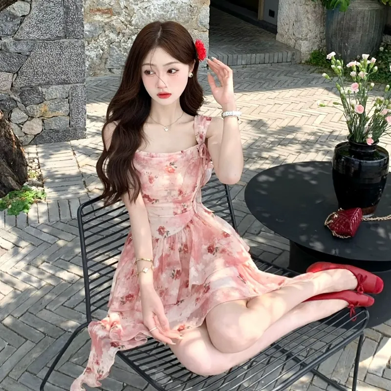 TASTILY Slip Dresses Women's Pink-6