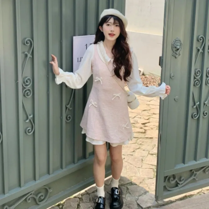 TASTILY Long Sleeved Dresses Women's Pink-2