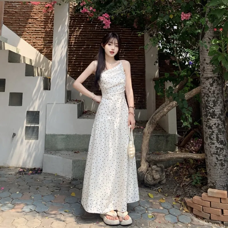TASTILY Slip Dresses Women's White-2