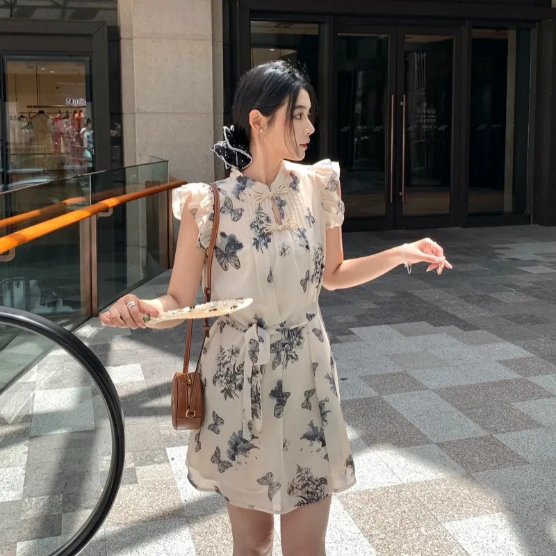 TASTILY Short Sleeved Dress Women's Ecru-4
