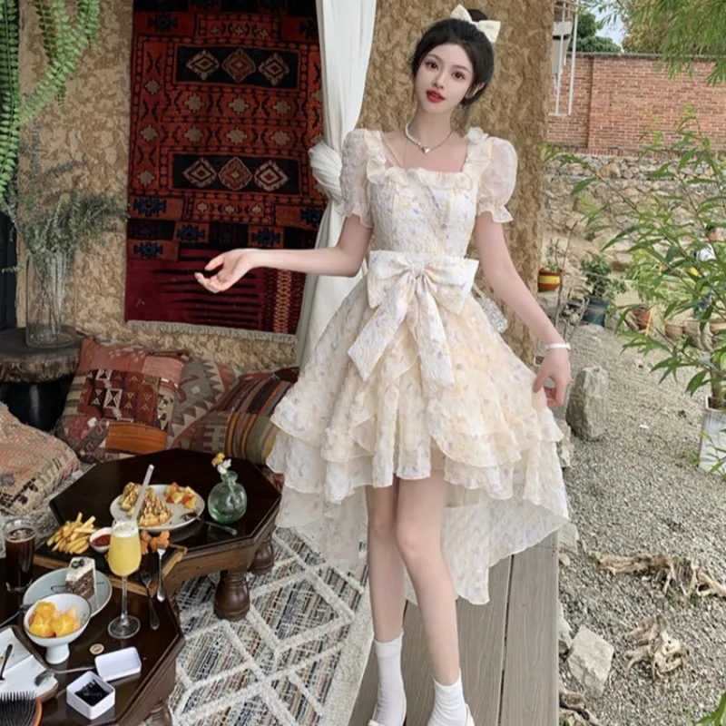 KUNZHUDAXIANG Short Sleeved Dress Women's Soft Apricot Collection-4
