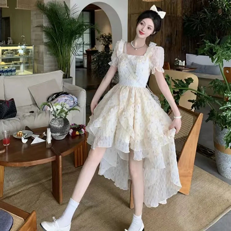 KUNZHUDAXIANG Short Sleeved Dress Women's Soft Apricot Collection-7
